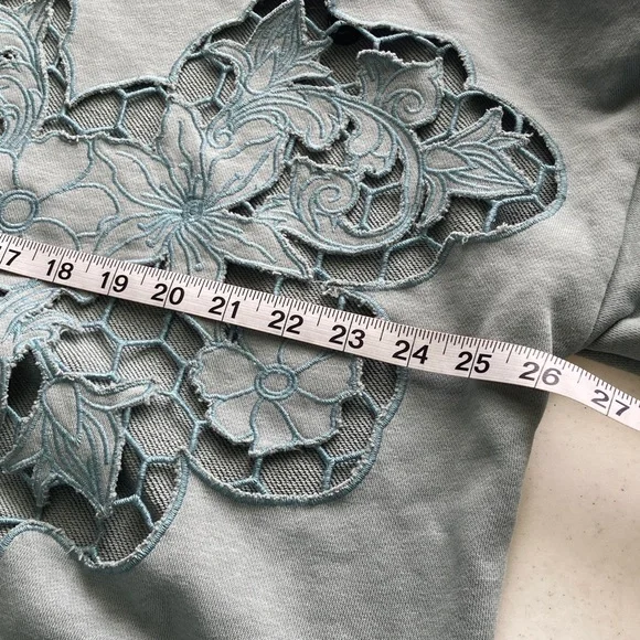 Gimmicks by BKE Gray-Green Oversized Lace Cutout Top - Picture 7 of 8